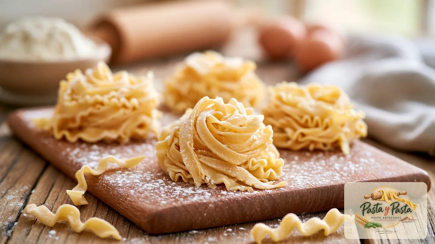 Mafaldine fresca artigianale su tagliere in legno