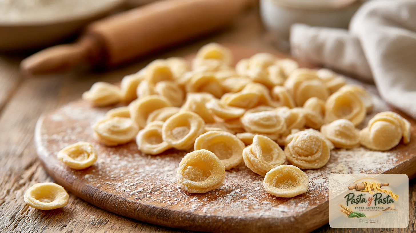 Orecchiette fresca artigianale su tagliere in legno