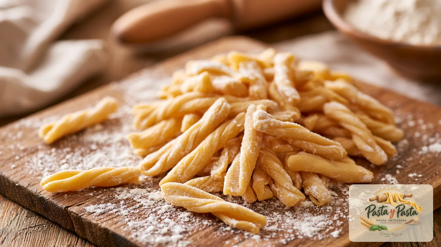 Strozzapreti fresca artigianale su tagliere in legno