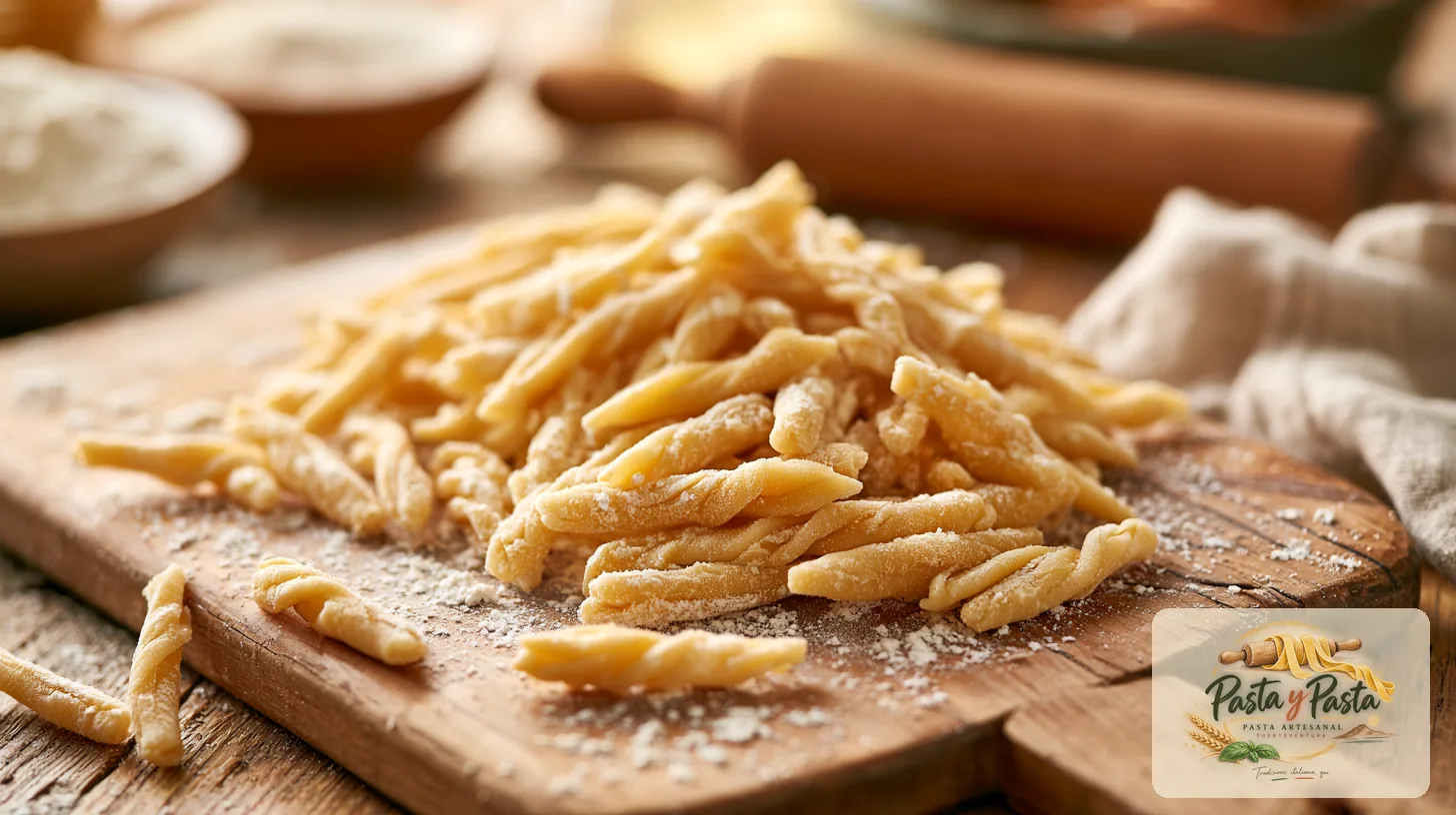 Trofie fresca artigianale su tagliere in legno